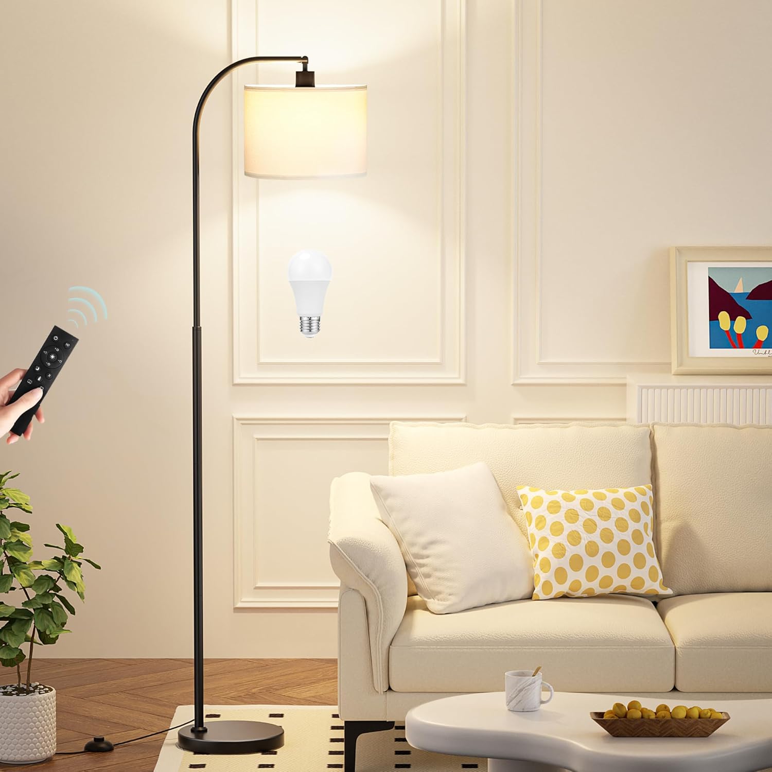 Thumbnail 6 de Ambimall Arc Floor Lamp, Deep Beige Shade