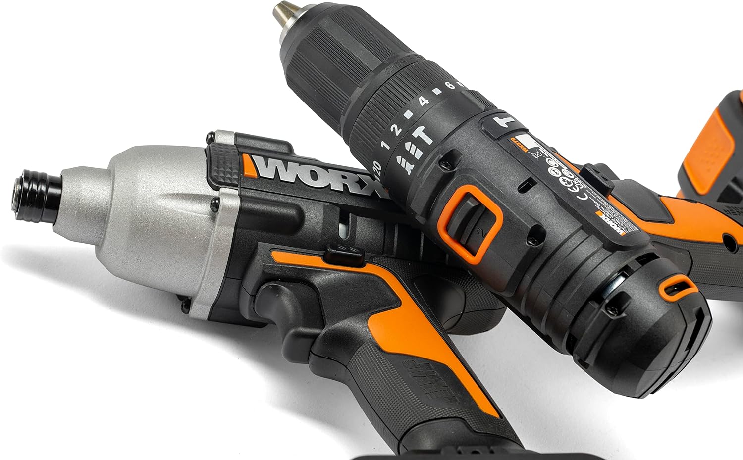 Detalle de WORX WX902 20V PowerShare Cordless Combi Drill & Impact Driver Kit (50Nm Hammer Drill / 170Nm Impact) with 2x 2.0Ah Batteries