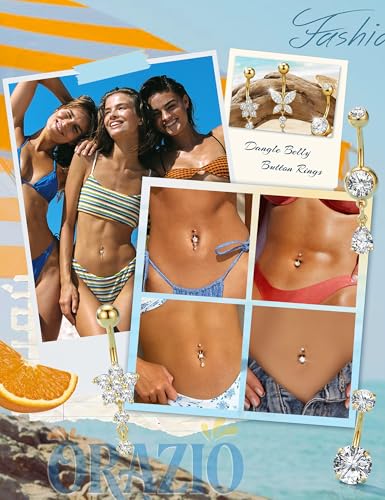 Thumbnail 3 de ORAZIO 5 Stück Bauchnabelpiercing Set Gold – Chirurgenstahl, nickelfrei