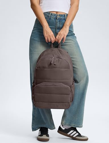 Detalle de Uselike Travel Backpack for Women, 15.6 Inch Laptop Backpack, Quilted 18L Water-Resistant Daypack (Dark Brown)