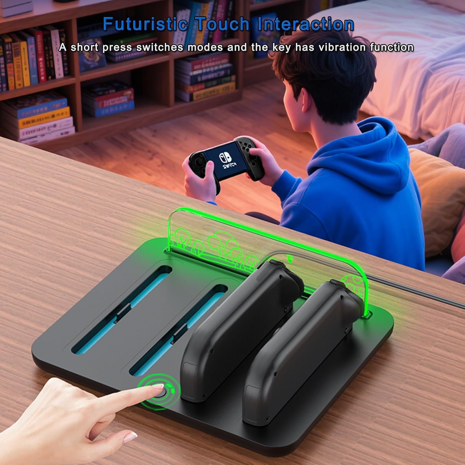 Detalle 2 de ID CHINSION NS-05 Joy-Con Charging Dock for Switch 2 with LED and RGB Lighting