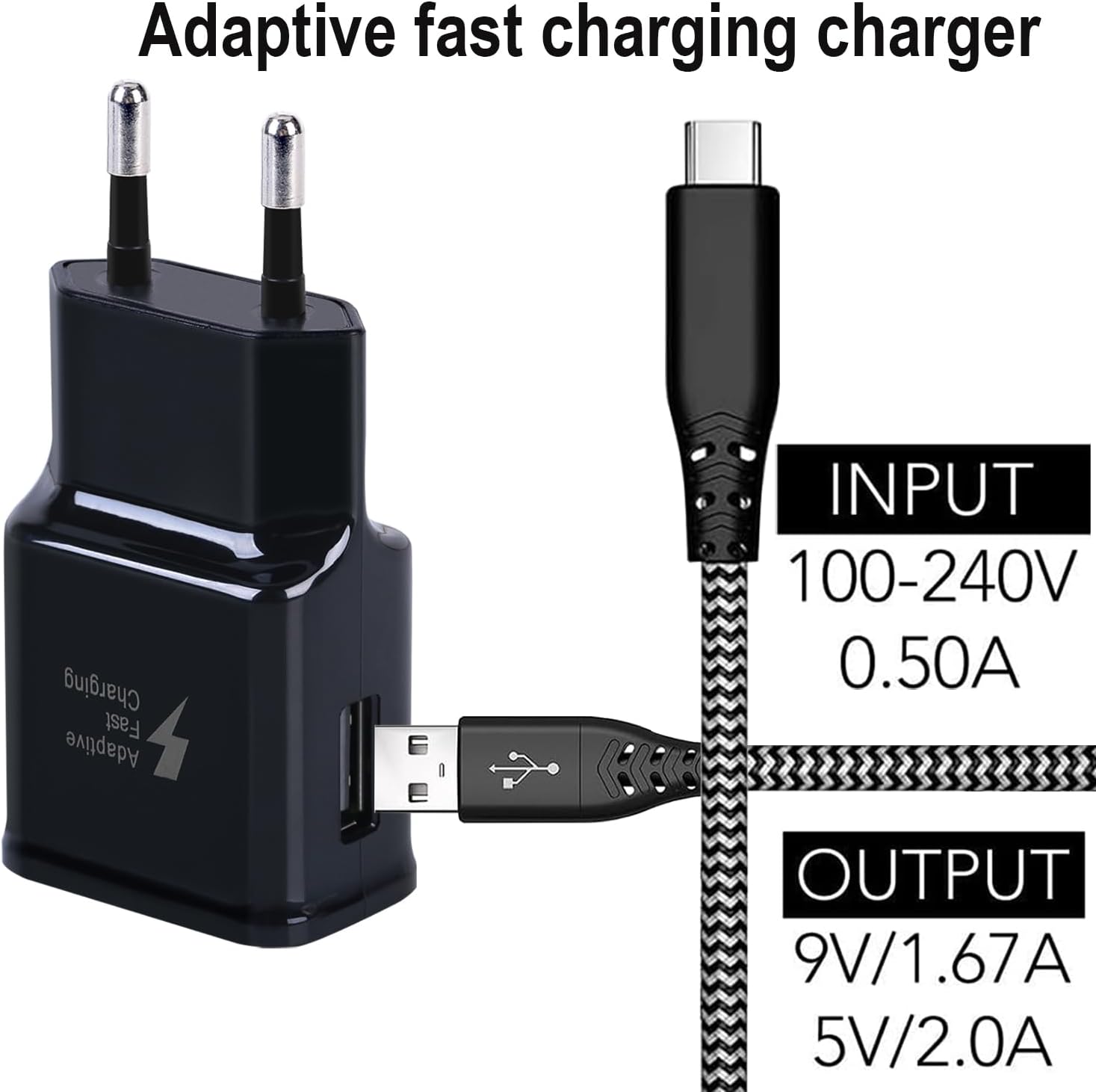 Detalle de (2 Pack) Caricatore USB per Samsung con cavi USB-C da 2 m: compatibile con Galaxy S e A