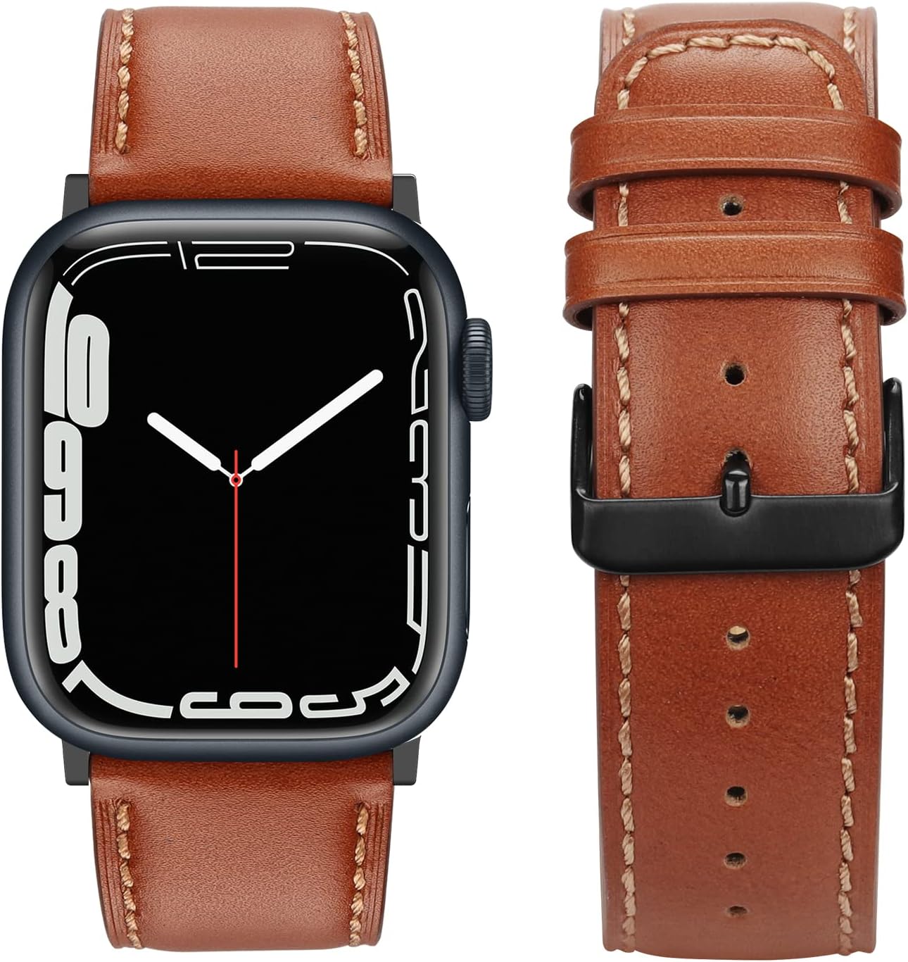 Thumbnail 3 de Anlinser Leather Apple Watch Strap 38–42mm (Brown) – Compatible with iWatch Series 1–11 and SE