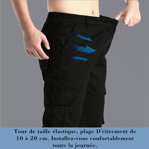 Detalle de DUOLUVA Pantalon Cargo Homme – Travail Noir, Taille L