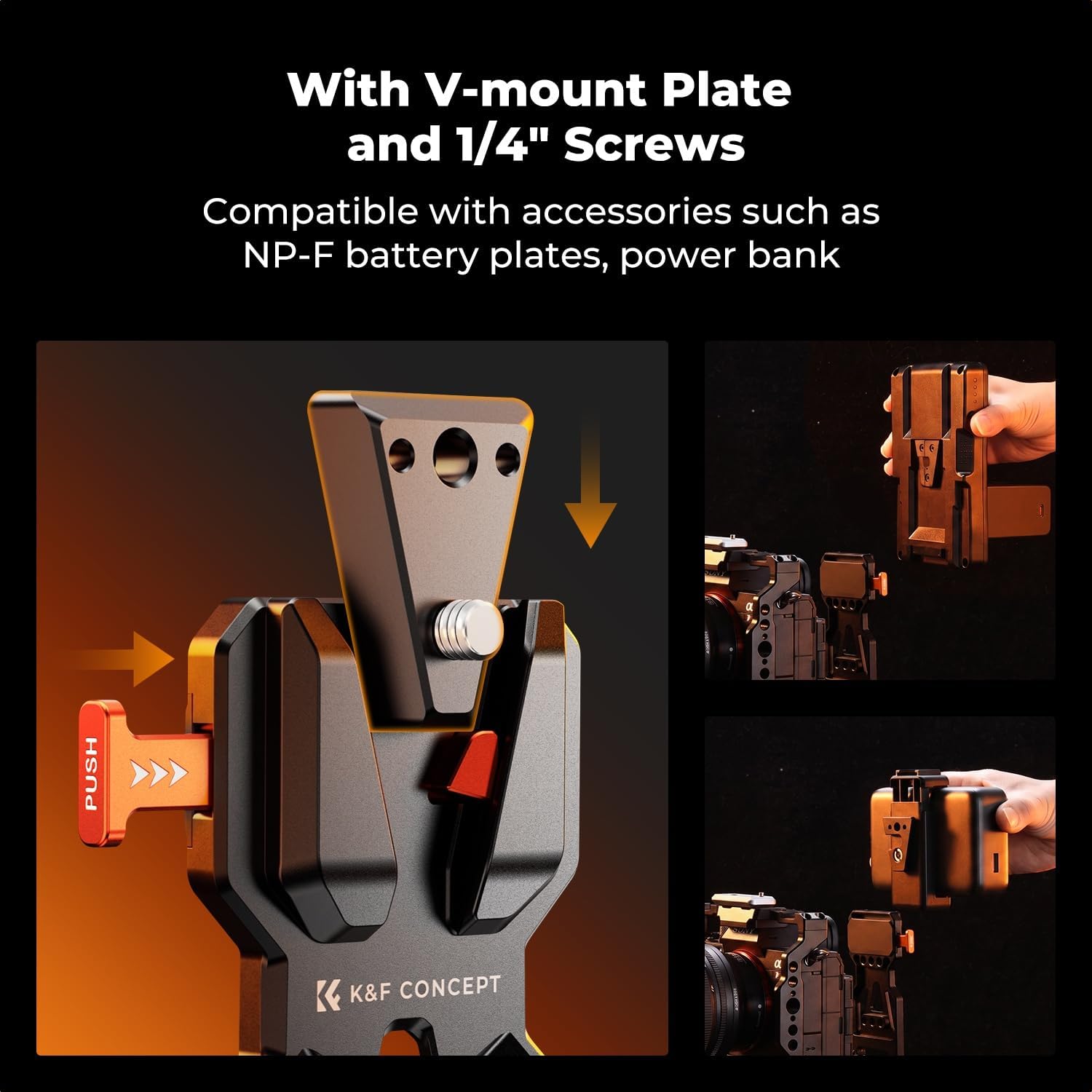 Thumbnail 6 de K&F Concept V-Mount Battery Plate with Arca-Type Clamp