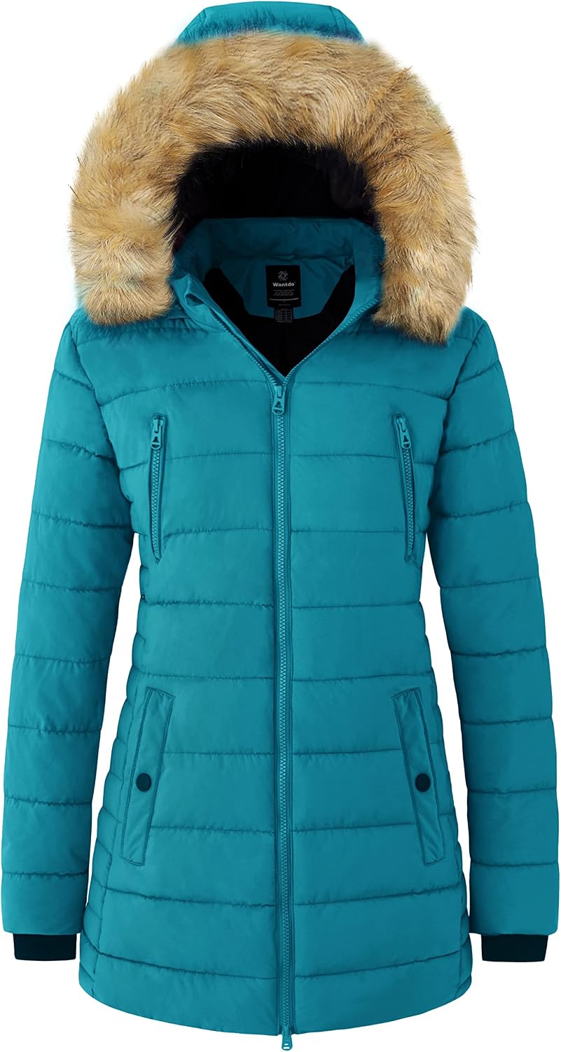 Detalle de Wantdo lange gewatteerde winterparka voor dames met afneembare capuchon