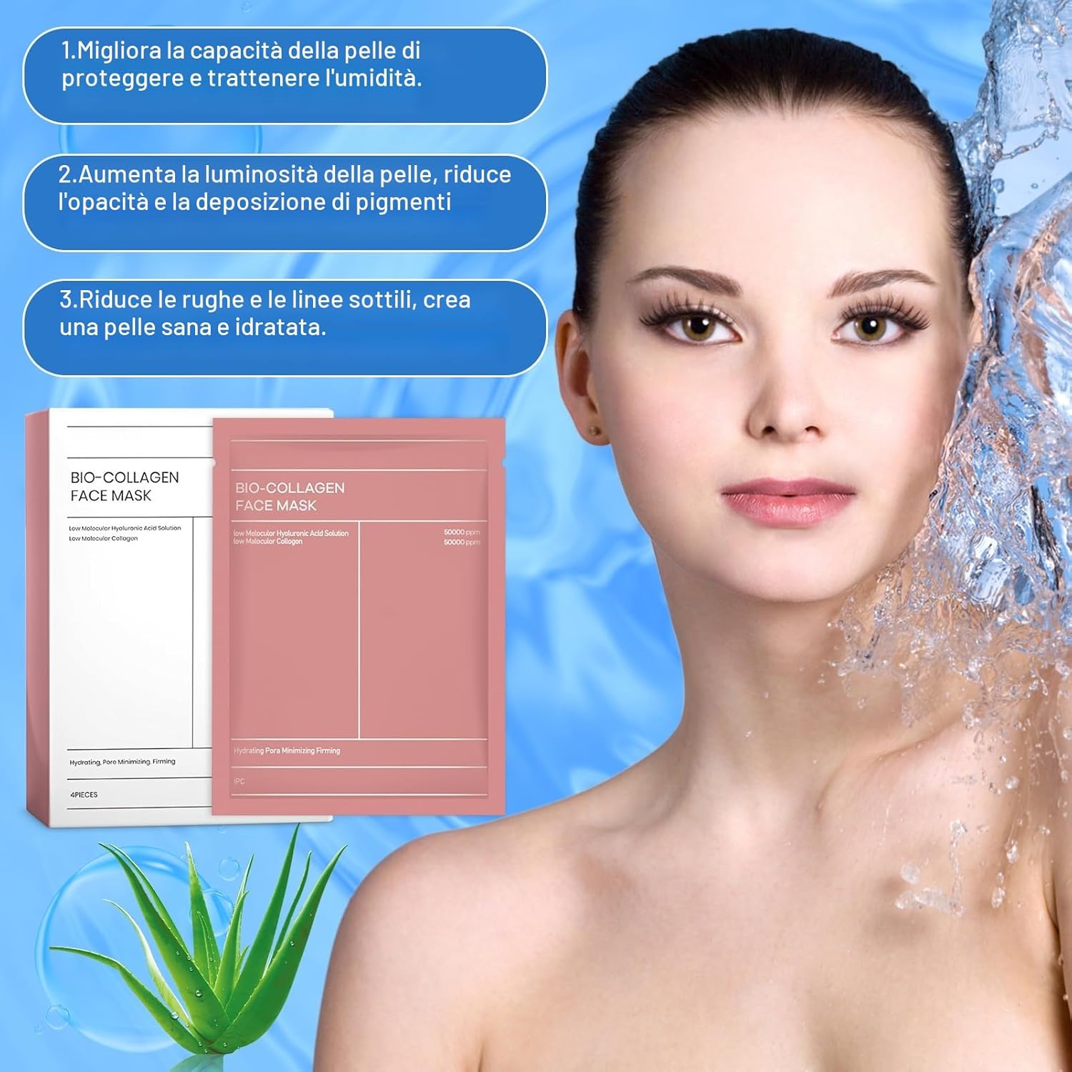 Detalle de JWDMHSJ Collagen Face Mask 10 pezzi