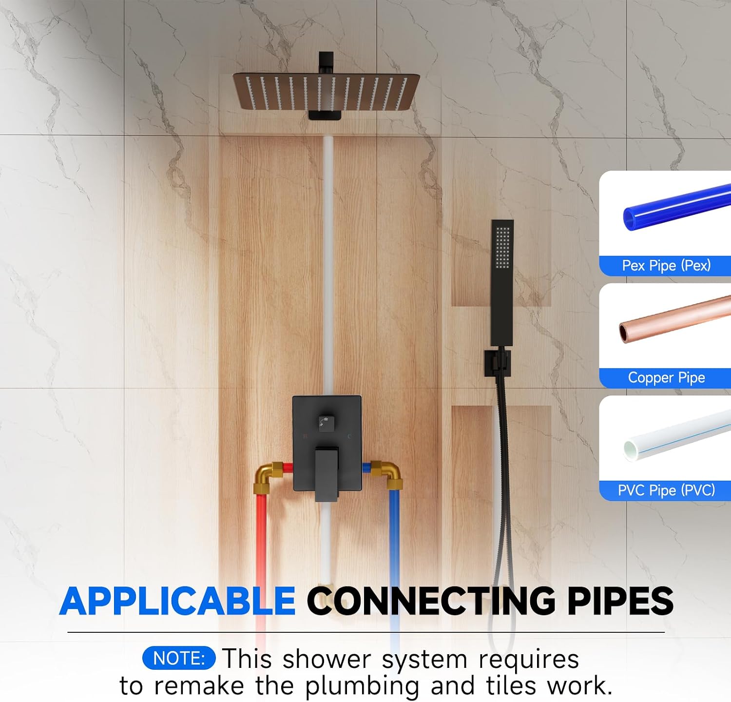 Detalle de POPFLY Rainfall Shower System, 12-inch
