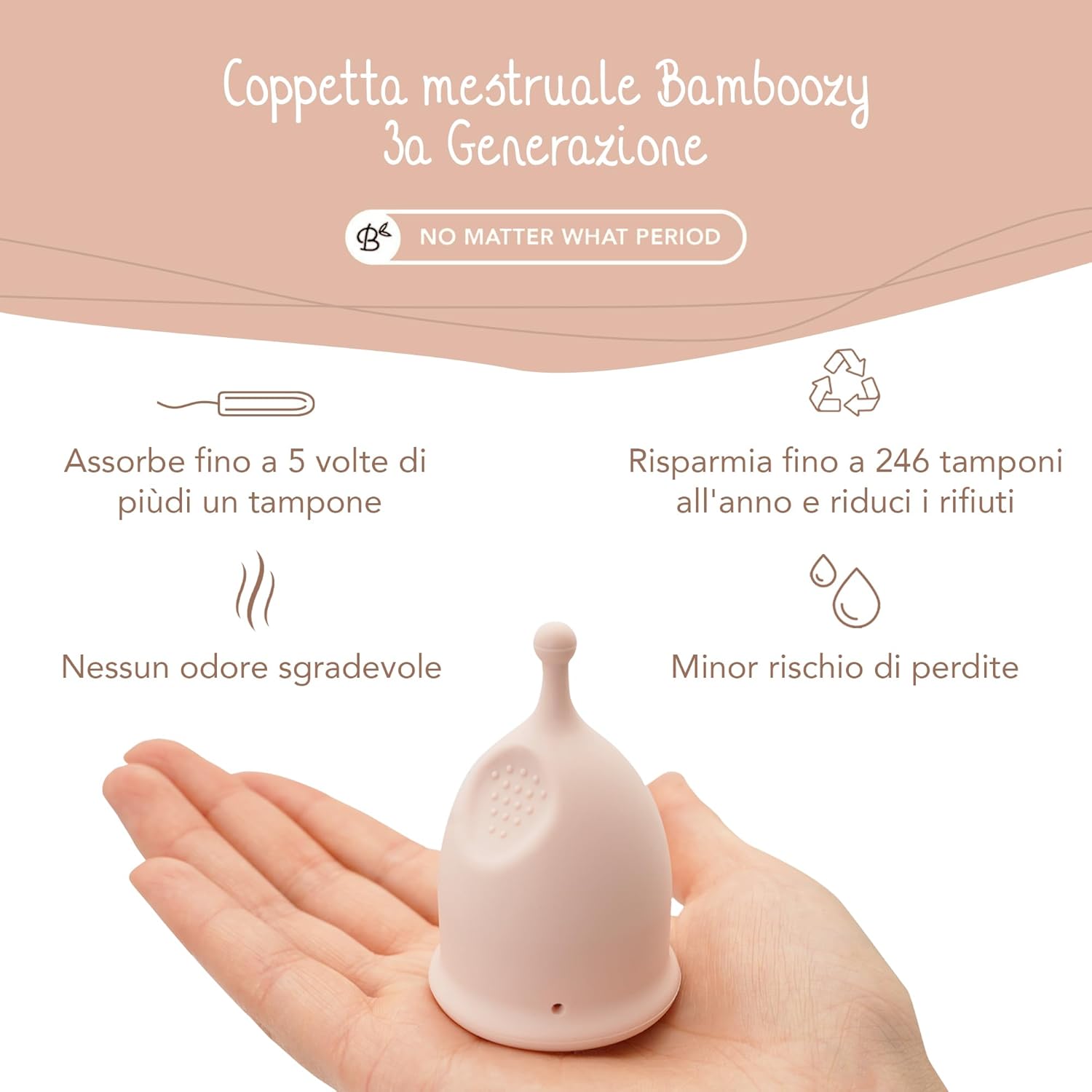 Thumbnail 1 de Bamboozy Coppetta Mestruale Coppetta Mestruale Riutilizzabile taglia S in silicone medico, fino a 12 ore di protezione