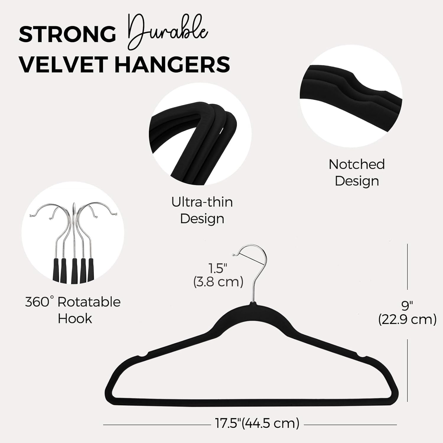 Thumbnail 6 de HOUSE DAY Premium Velvet Hangers 50 Pack slim non-slip hangers