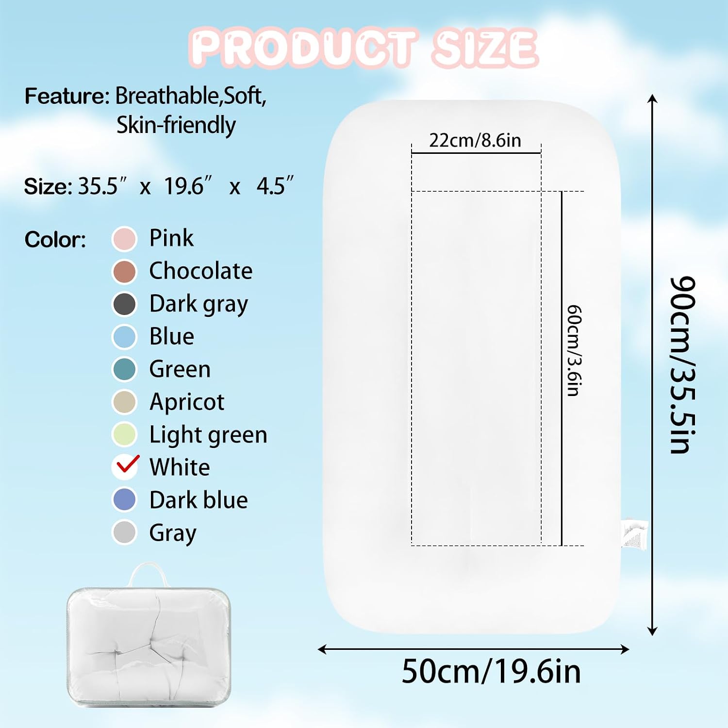 Thumbnail 6 de PGONEEE Baby Lounger for Infants, Organic Cotton, Breathable, White