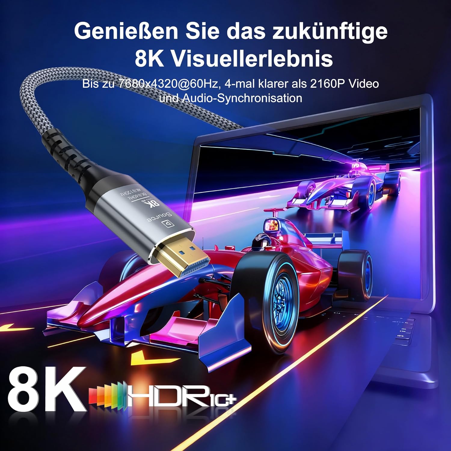 Thumbnail 1 de Anehmeta Glasfaser HDMI-Kabel 7 Meter – 8K, 48 Gbps, HDMI 2.1 (PS5, Xbox, HDTV, Laptop, Monitor)