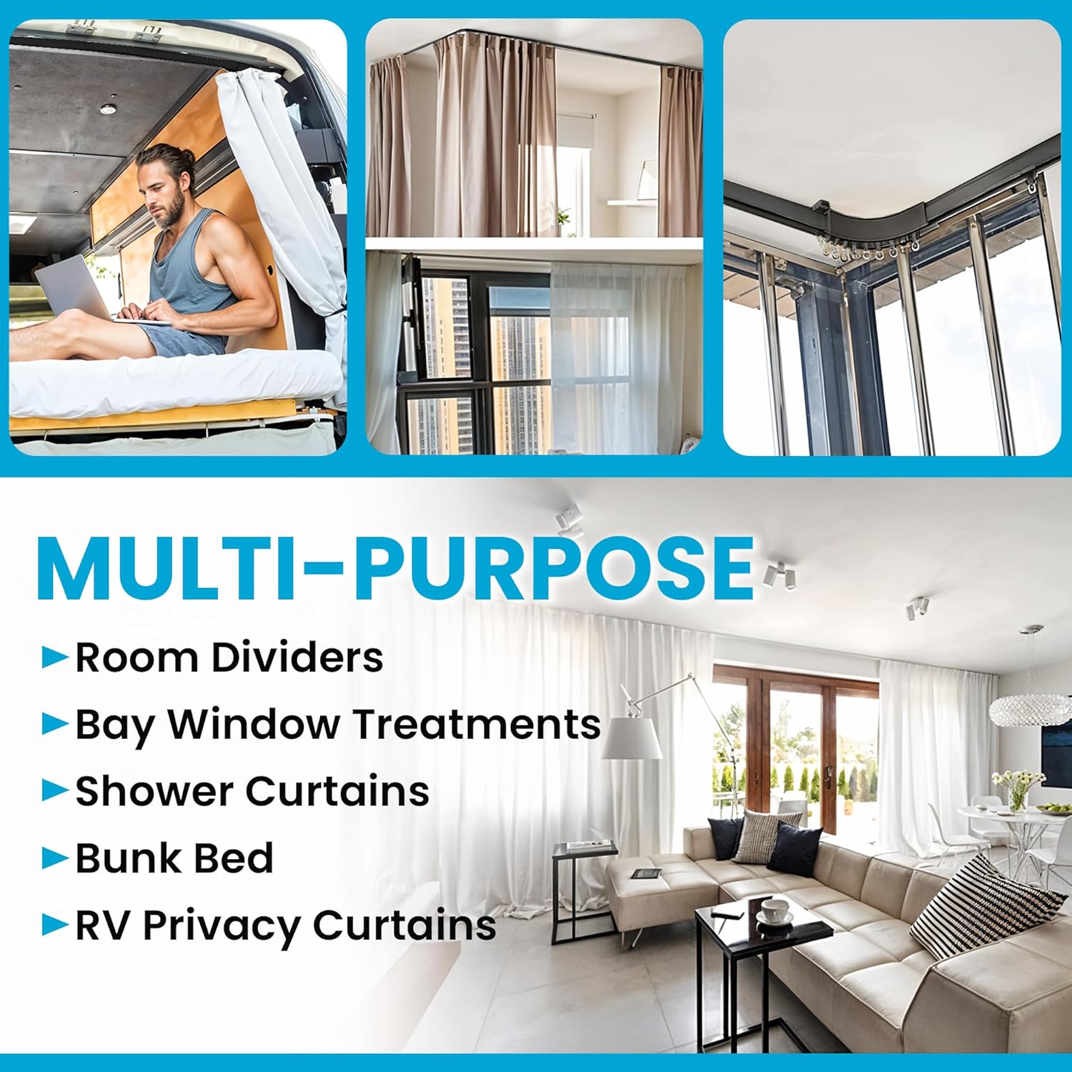 Thumbnail 4 de Ceiling Curtain Track 5M Flexible White Rail 🛠