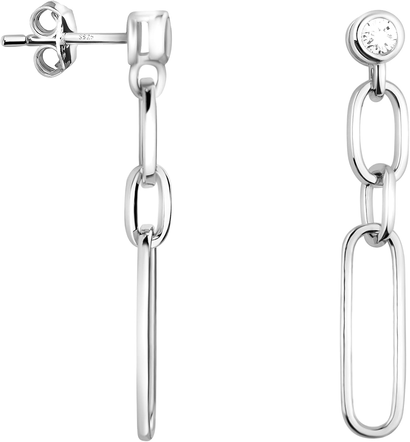 Thumbnail 6 de SOFIA MILANI: Boucles d'Oreilles pendantes en Argent 925 avec Zircon – motif chaîne