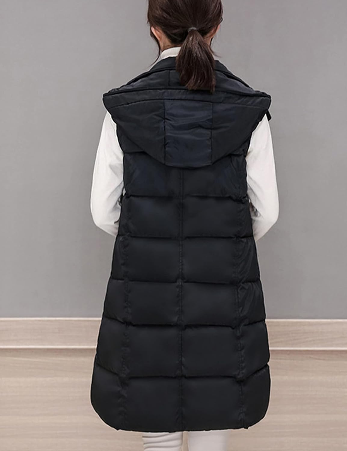Detalle 2 de Tanming Women's Long Puffer Vest with Removable Hood