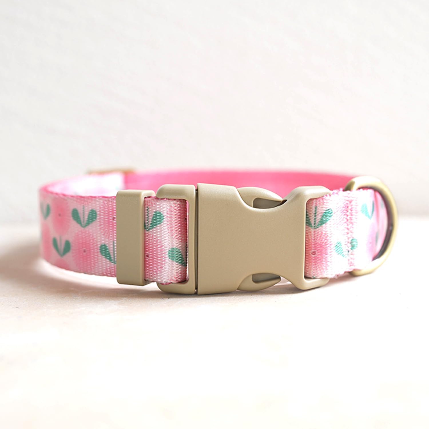 Detalle de Petiry Lightweight Floral Dog Collar with Dandelion Pattern for Small Dogs (Pink Dandelion)