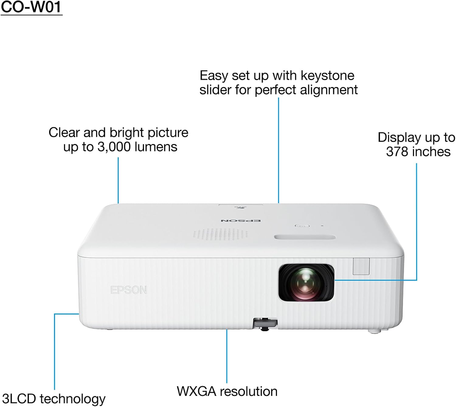 Thumbnail 4 de Epson CO-W01 WXGA 3000 lumens projector 📽
