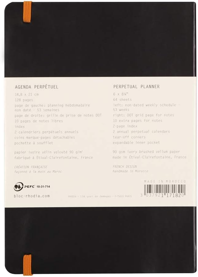 Thumbnail 6 de RHODIA 117182C Carnet Souple Rhodiarama – Agenda Perpétuel Noir, A5