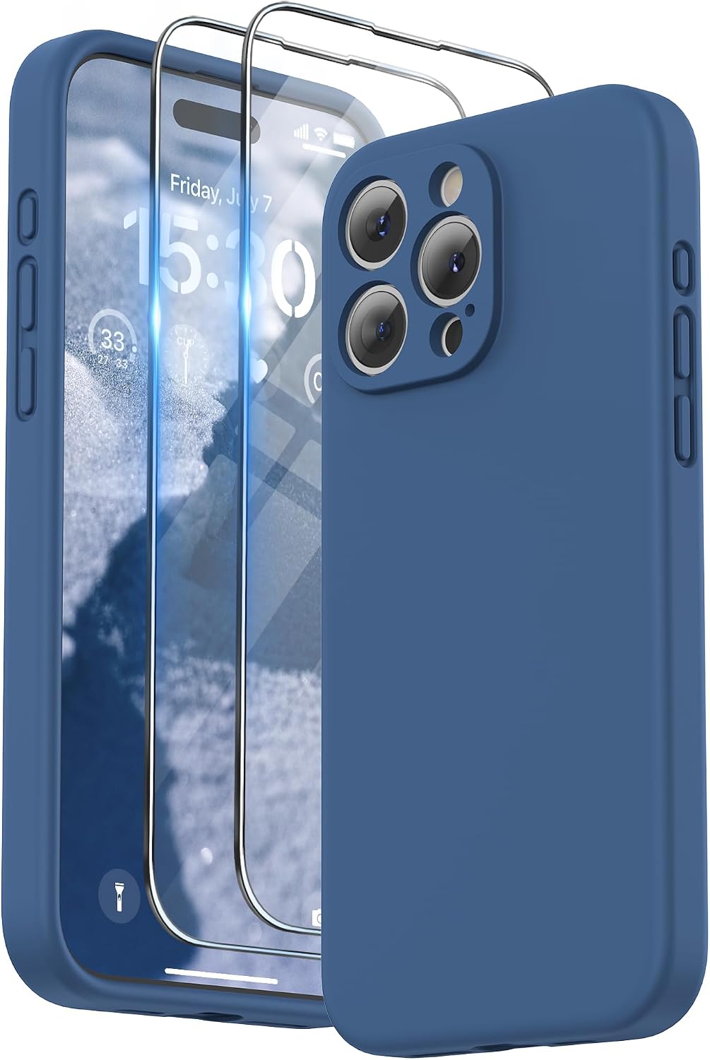 Detalle de SURPHY Design for iPhone 15 Pro Max Case with Screen Protectors & Lanyard (Blue Jay)