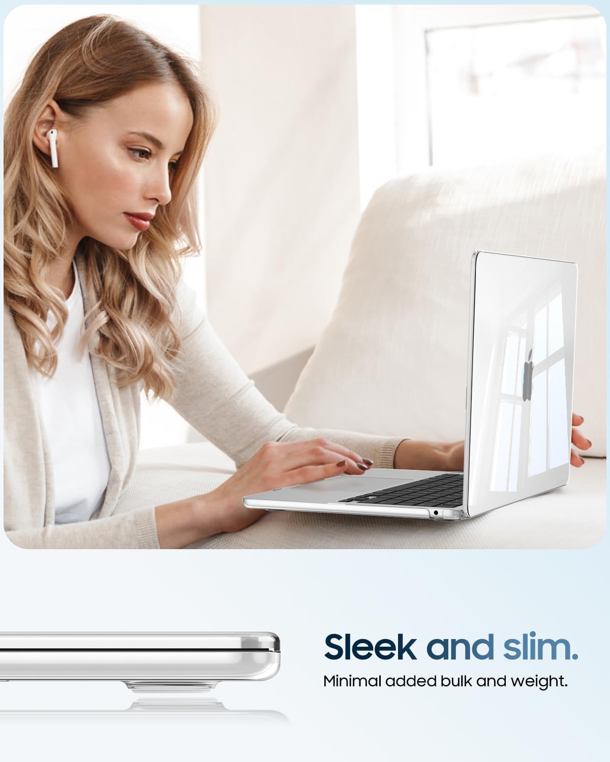 Detalle de Fintie Hülle für MacBook Air 15 Zoll (M5/M4/M3/M2) A3448/A3241/A3114/A2941 – Ultradünne Hartschale, transparent