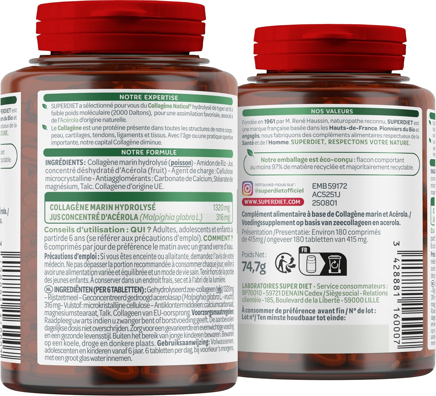 Thumbnail 1 de Superdiet Collagène marin & acérola 180 comprimés