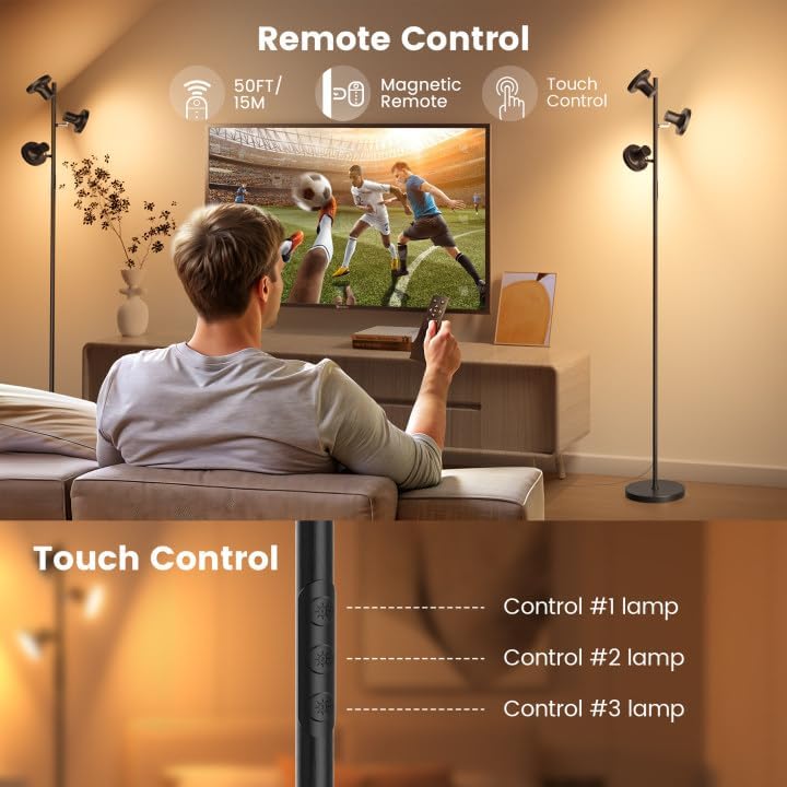 Detalle 2 de SIBRILLE FLH-036- 36W LED Tree Floor Lamp with 3 Rotatable Lights