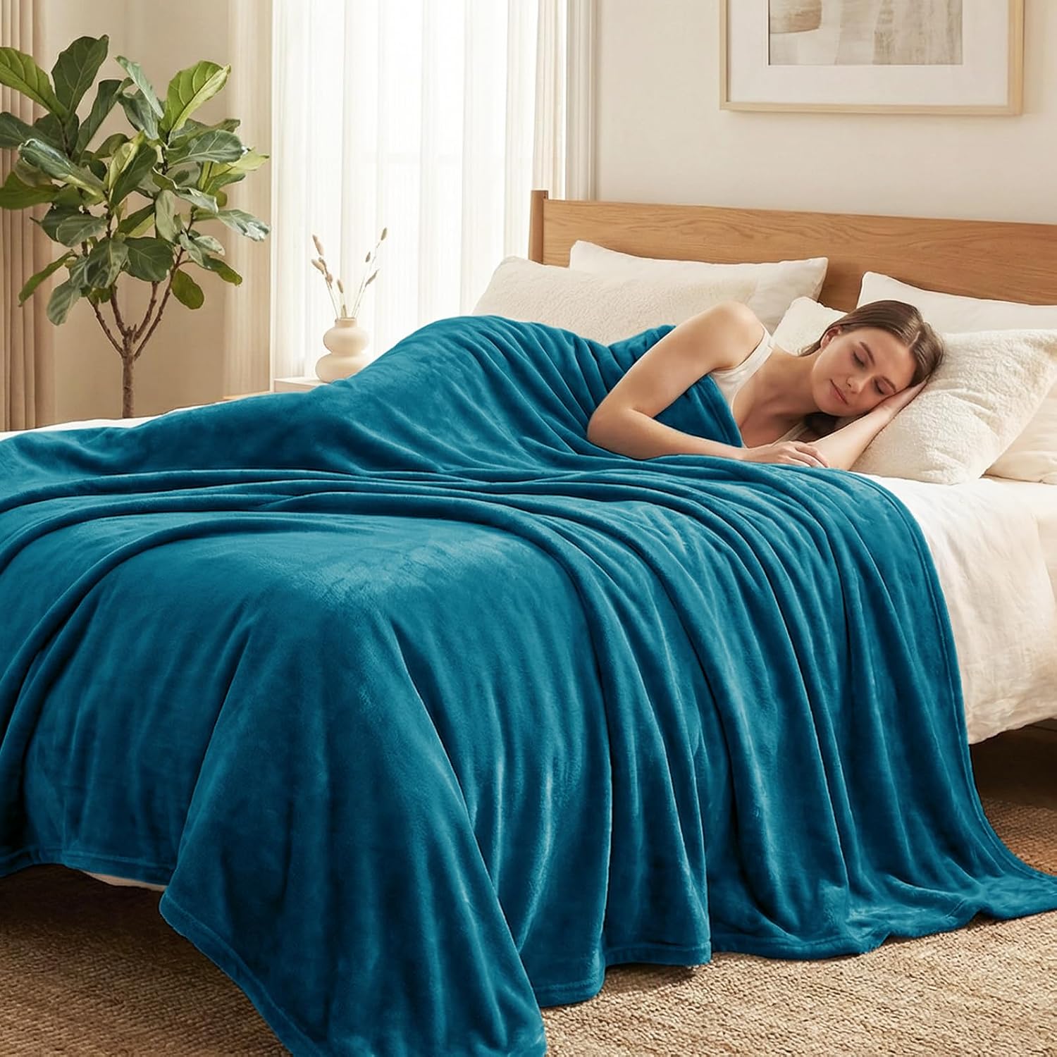 Thumbnail 6 de CozyLux Kuscheldecke Flauschig Klein 130 x 150 cm – Weiche Flanell-/Fleece-Sofa-Überwurfdecke in Türkis
