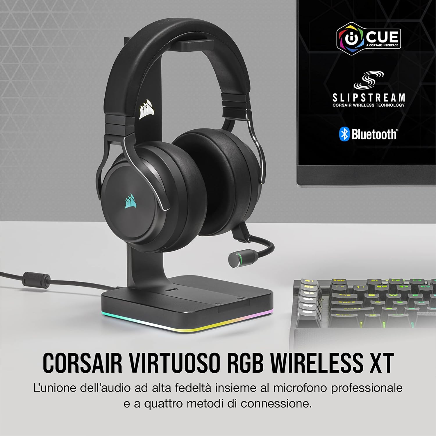 Detalle 2 de Corsair Virtuoso RGB Wireless XT cuffie gaming, taglia large