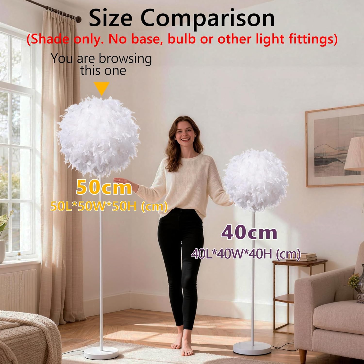 Detalle de Waneway feather lamp shade 50cm for pendants
