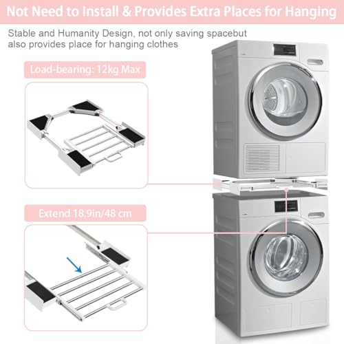 Thumbnail 2 de NIUXX Cadre intermédiaire avec corde à linge – support compact pour lave-linge et sèche-linge