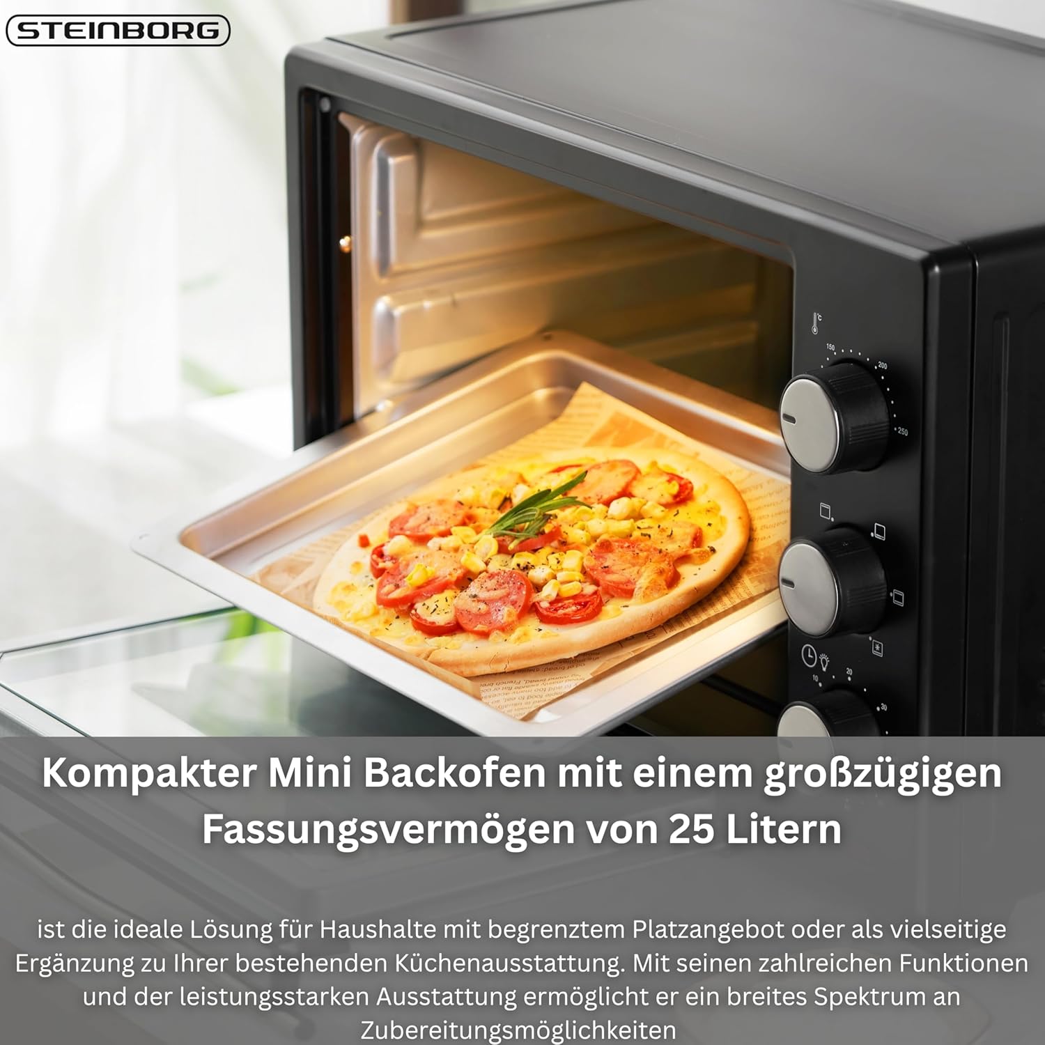Thumbnail 2 de Steinborg 25 Liter Mini Backofen mit Umluft – kompakter Allrounder für Hausküche