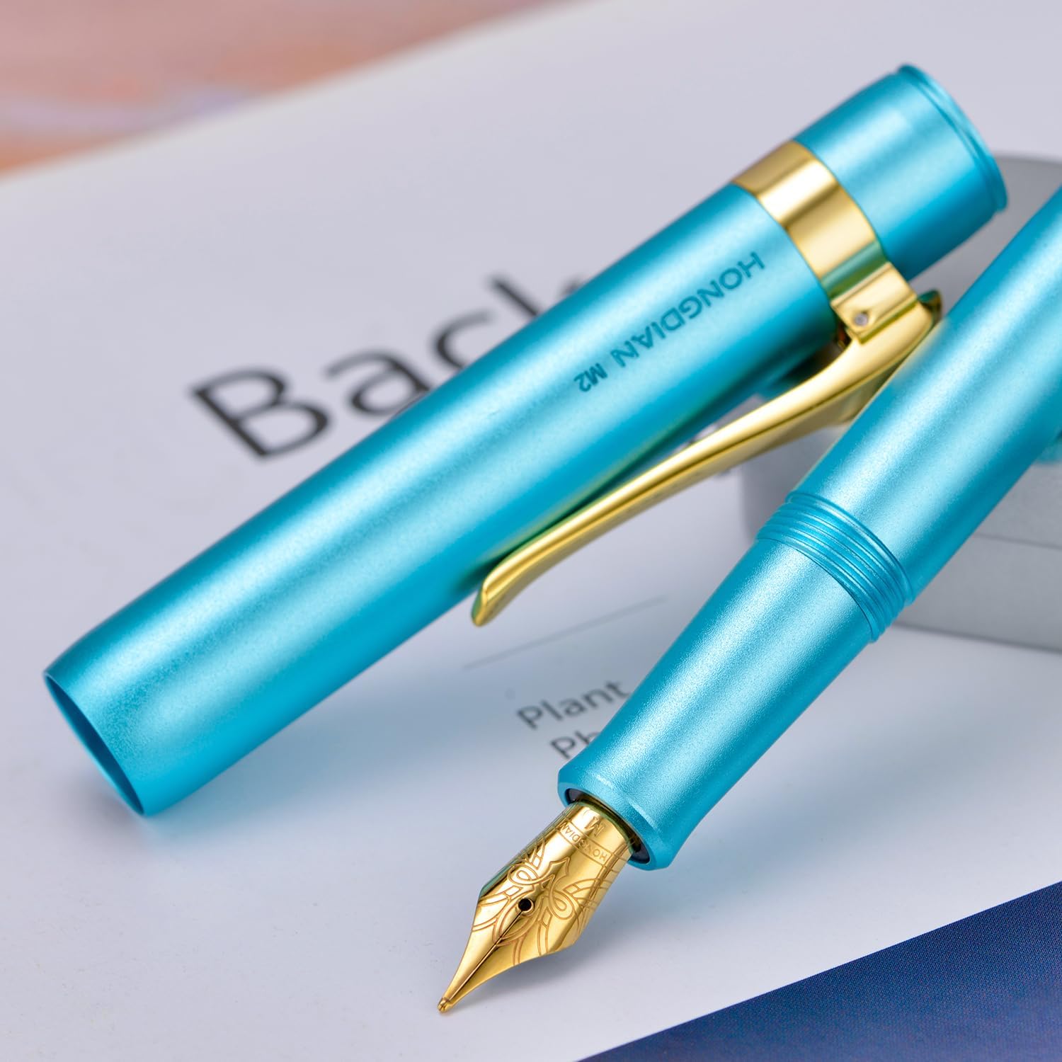 Thumbnail 3 de Hongdian M2 Black Forest Mini Fountain Pen – Lake Blue (Aluminium, Medium-Soft Nib)
