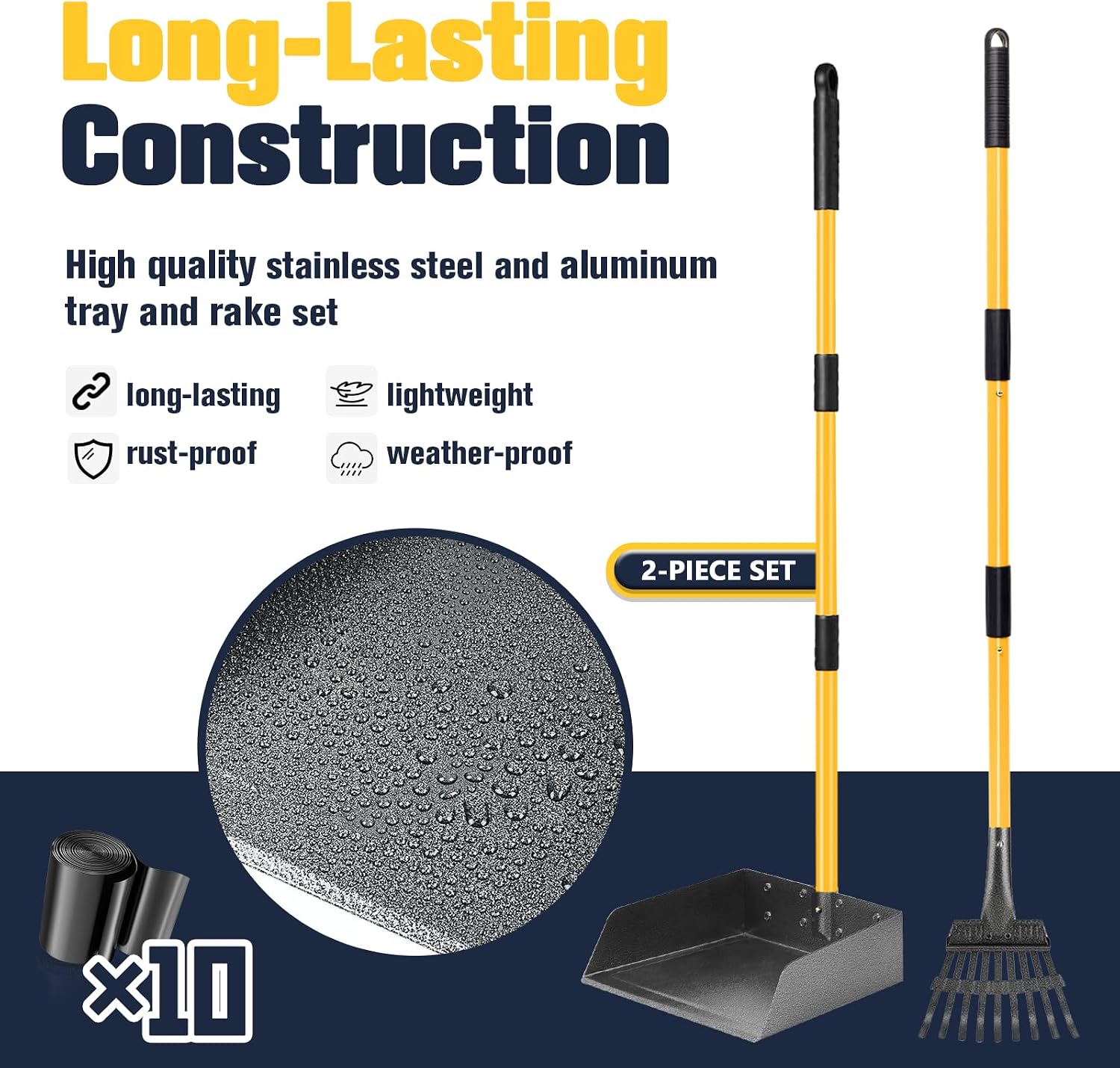 Thumbnail 5 de Dog Pooper Scooper Tray & Rake Kit with Adjustable Long Handle – Heavy Duty & Rust‑Proof