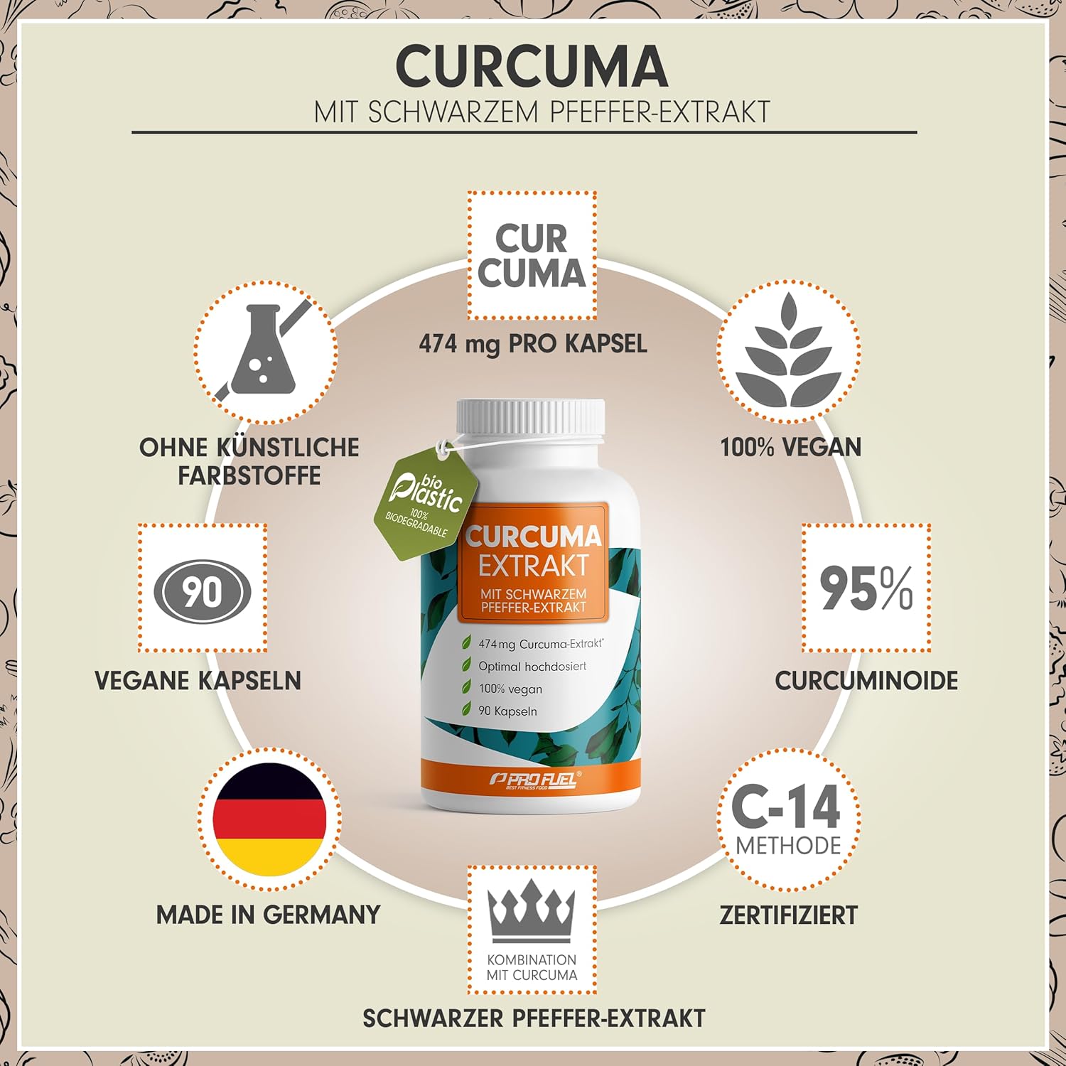 Detalle 2 de Kurkuma Kapseln 474 mg, 90 vegane Kapseln