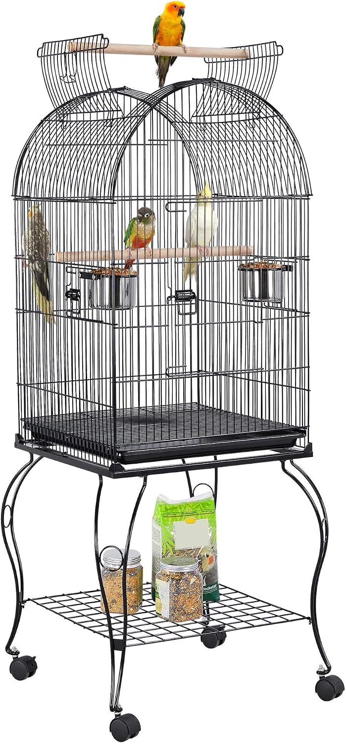 Yaheetech Vogelvoliere großer Vogelkäfig mit Türen – 59 x 59 x 150 cm