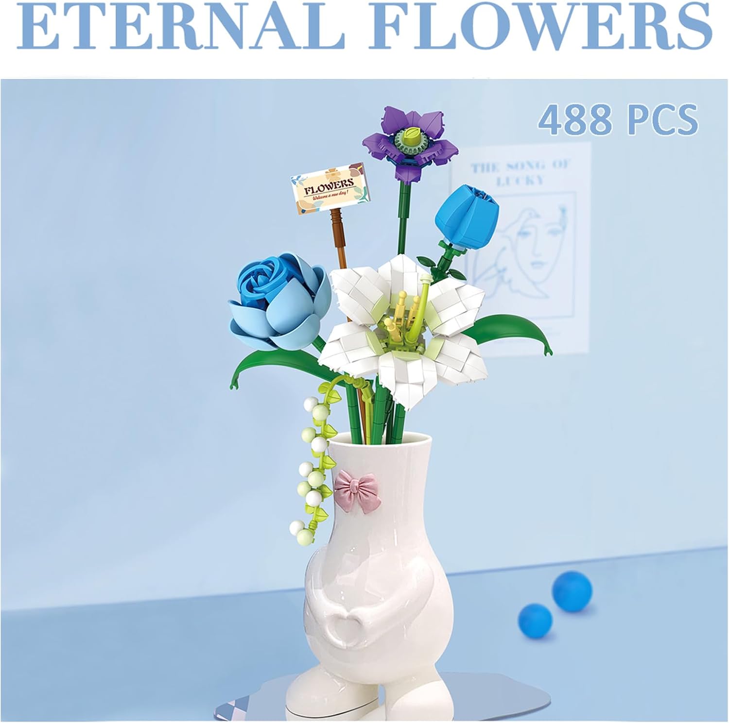 Thumbnail 2 de MEIEST Flower Bouquet Building Blocks Set – Mini Bricks Blumenstrauß in Blau