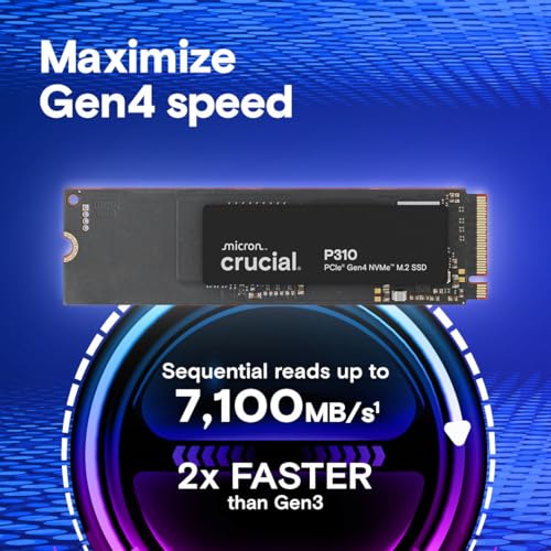 Detalle de Crucial P310 1TB NVMe PCIe Gen4 M.2 SSD (CT1000P310SSD801) for Laptop & Desktop