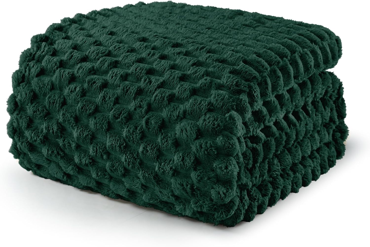 Detalle de Exclusivo Mezcla Kuscheldecke Fleece – Flauschige Sofadecke mit Jacquard (230 x 270 cm), Dunkelgrün