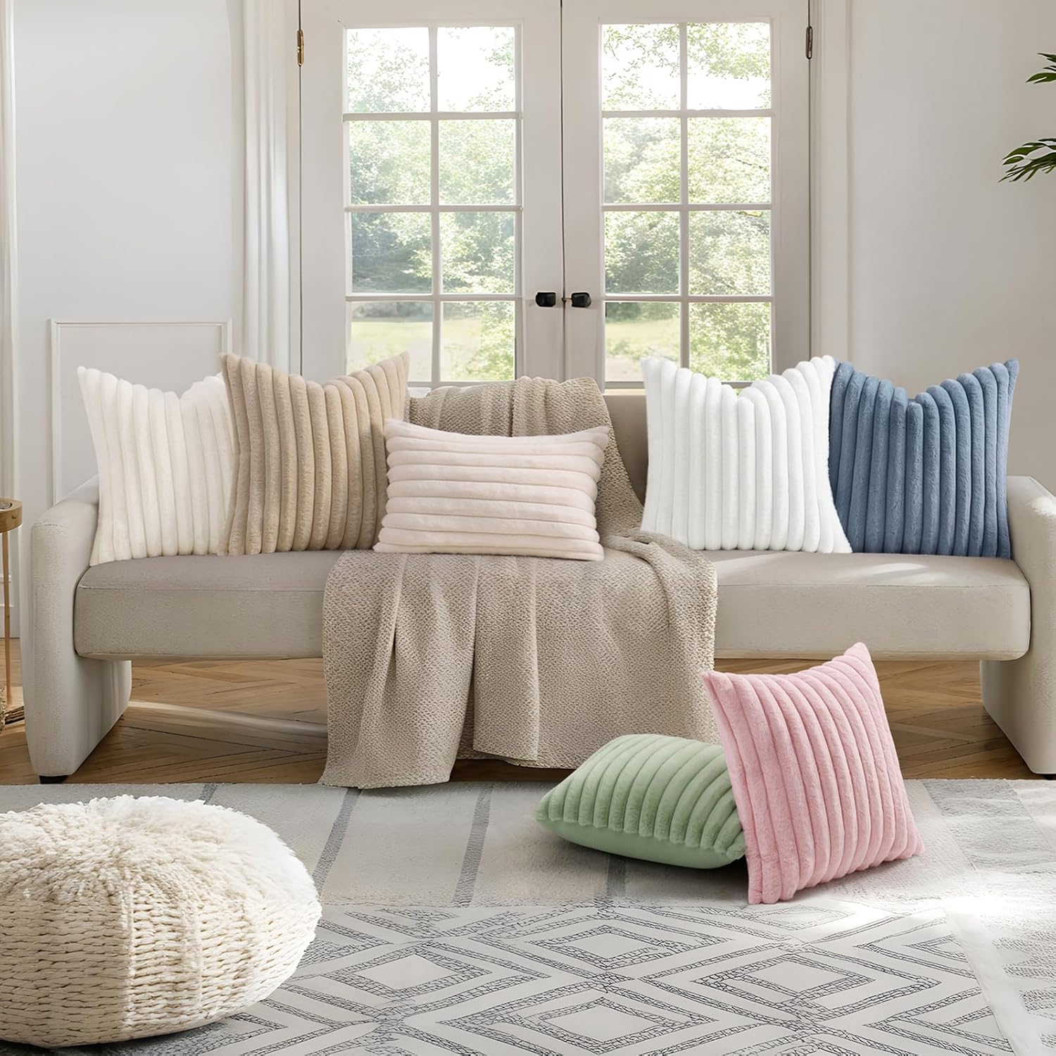 Thumbnail 6 de decorUhome Faux Fur Pillow Covers 18x18 Set of 2 🛋