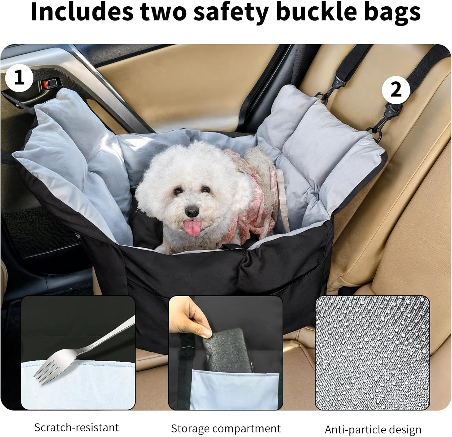 Thumbnail 6 de BingoPaw Dog Car Seat Carrier 49.5x40cm