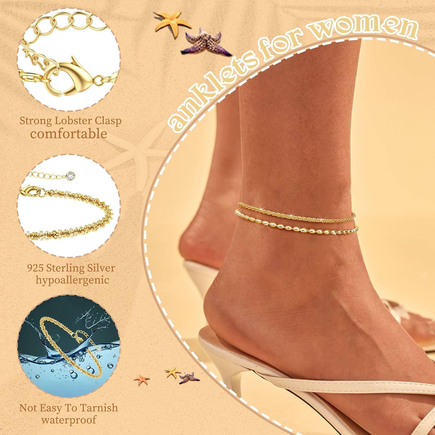 Detalle 2 de Diamday Fußkettchen Damen 21 cm verstellbar