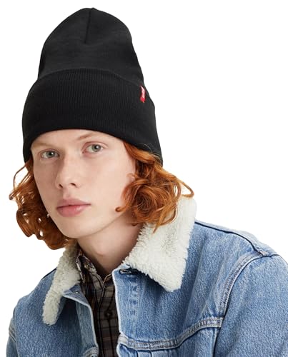 Detalle 2 de Levi's Slouchy Red Tab Beanie gorro de punto negro