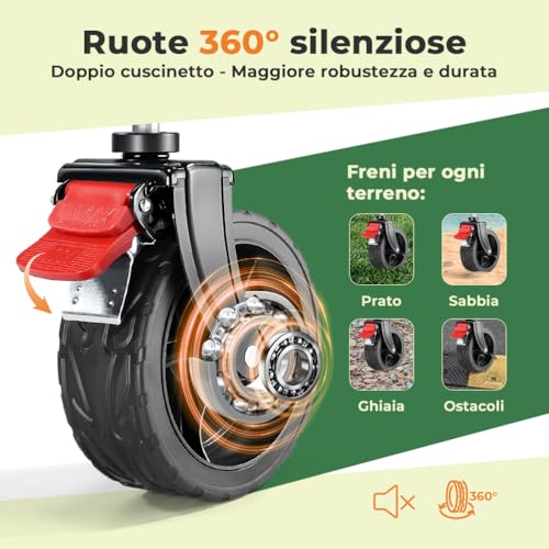 Detalle de SLIDBEAT Carrello da Campeggio Portatile 120L con Ruote Grandi e Manico Regolabile