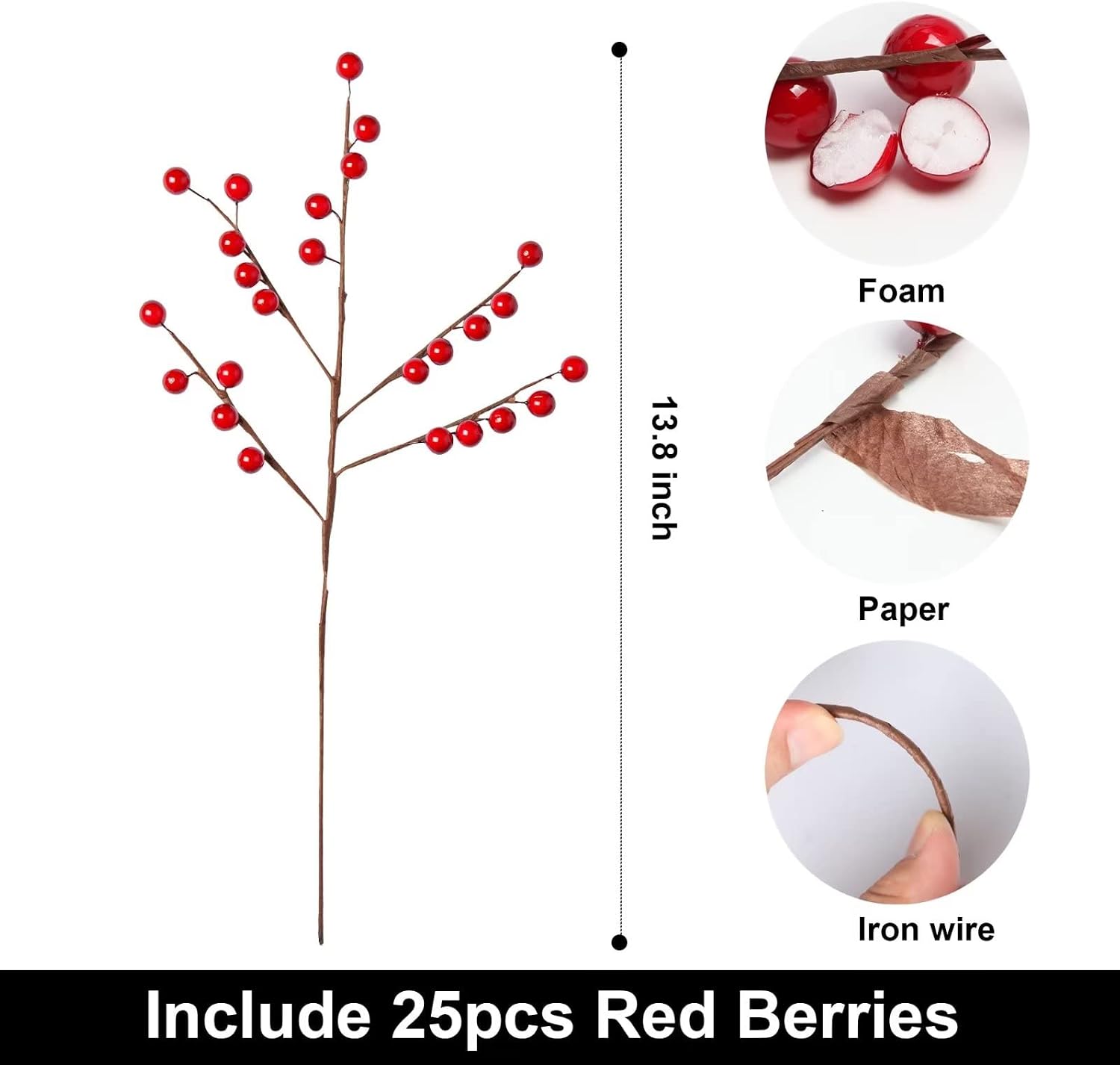 Detalle de Wikdey Artificial Berry Stems 24-Pack