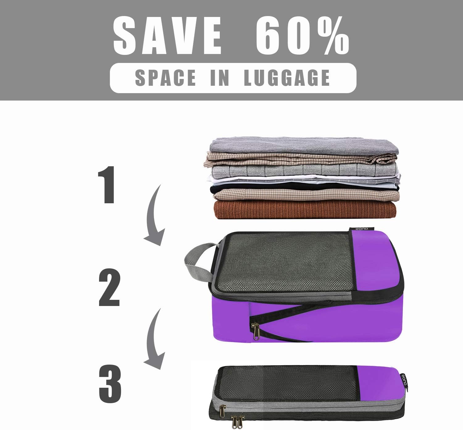 Detalle de Eono compression packing cubes set