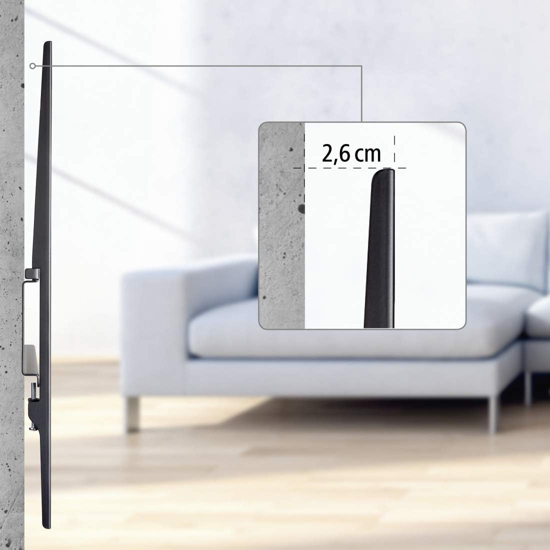 Detalle de Hama Strong FIX ultra-slim TV wall bracket (fixed mount) for flat & curved TVs up to 100kg