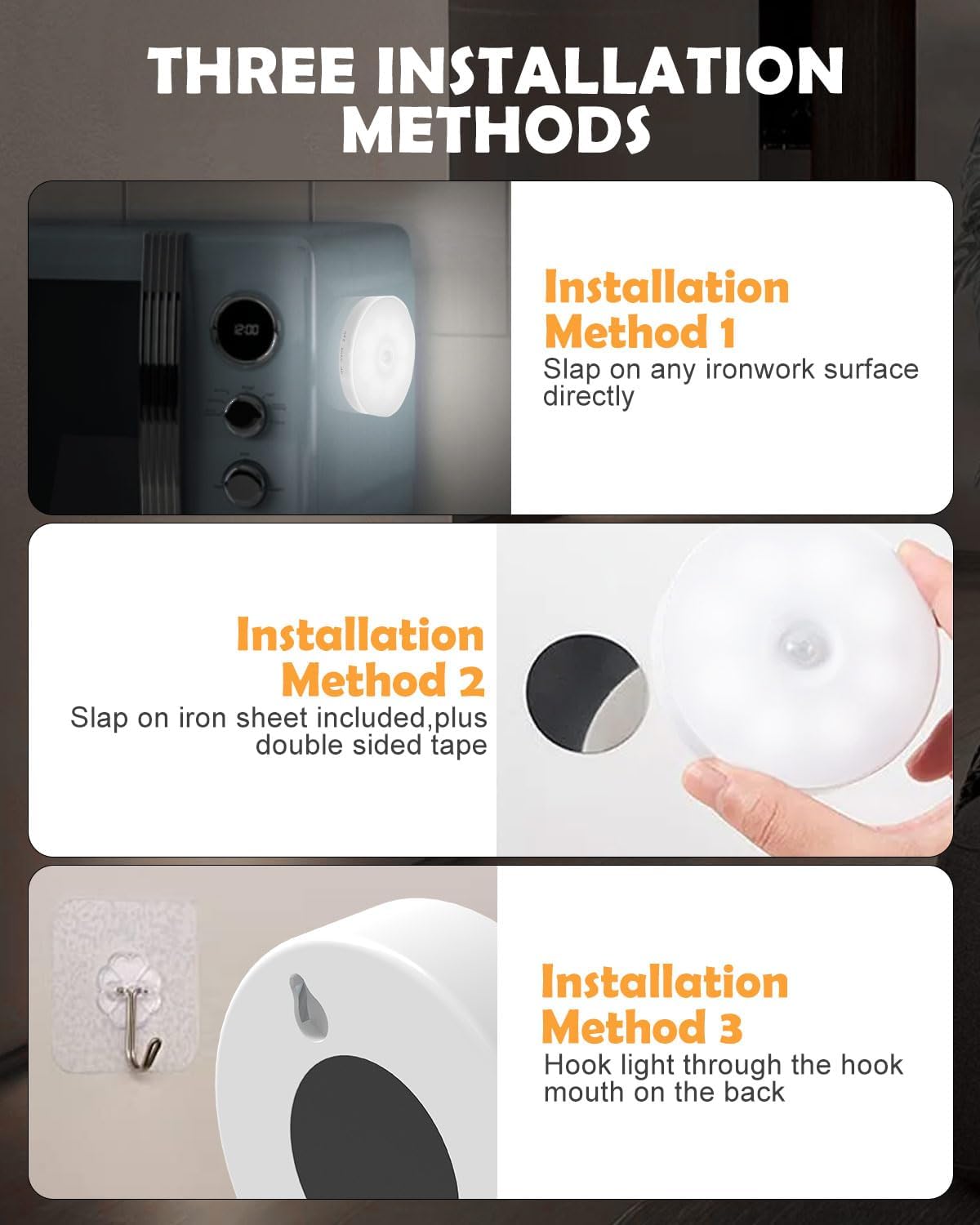 Thumbnail 6 de Motion Sensor Lights Indoor, 6 Pack: USB Rechargeable Cupboard & Stair Lights with Magnetic Attachment