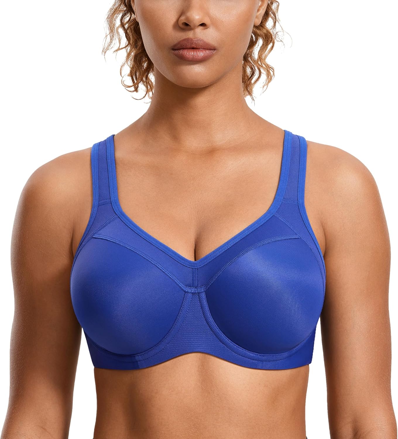 Detalle de SYROKAN Women’s High Impact Sports Bra with Underwire, Full Support Padded Racerback