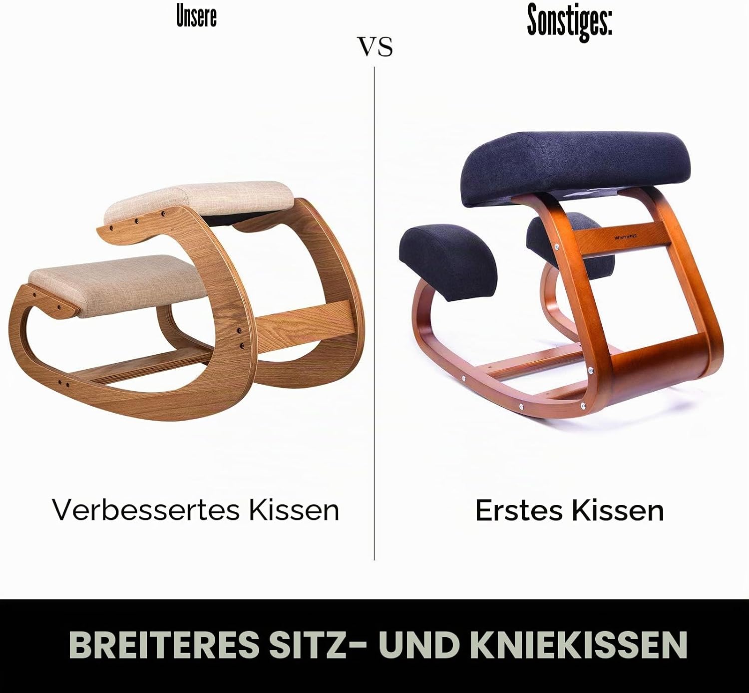 Thumbnail 4 de VEVOR Kniehocker mit Hüftpolster – Ergonomischer Kniestuhl aus Birkenholz (Weiße Eiche)