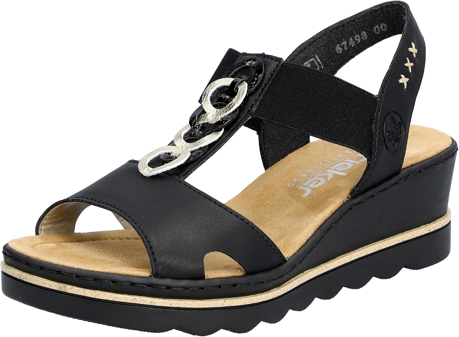 Detalle de Rieker Damen 67498 Sandale – bequeme Sandalette für den Sommer